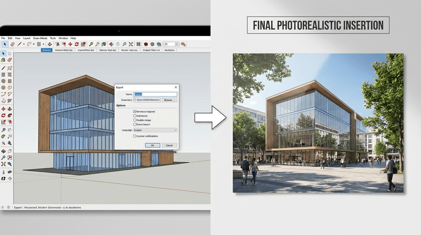SketchUp workflow: export and generate a 3D insertion
